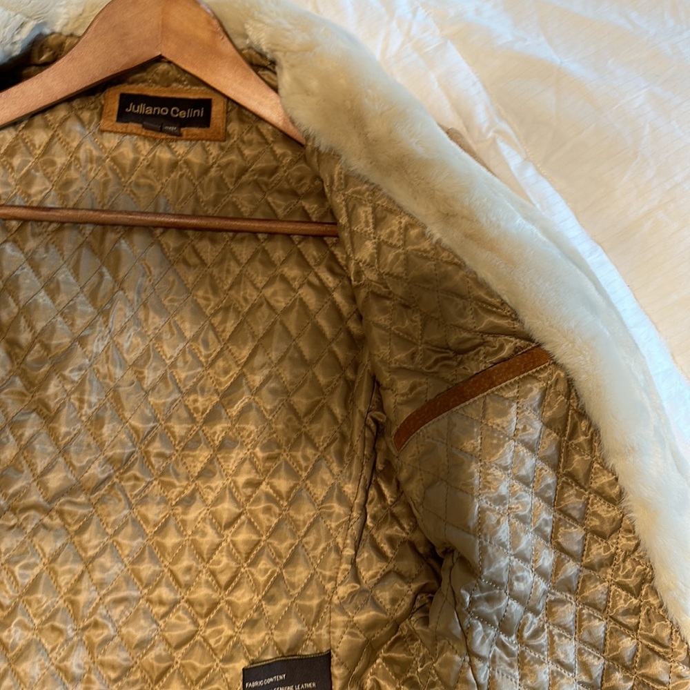 Like new Suede coat with soft faux fur accents - Picture 6 of 14
